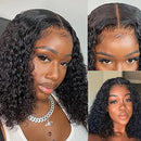 ISEE Short Curly Bob Wigs Brazilian Virgin Human Hair 4x4 Lace Front Wigs Kinky Curly Hair For Black Women Pre Plucked with Baby Hair 150% Density(16inch, 4x4) ISEE