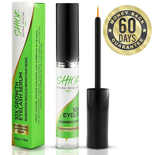 Shiok 10X Growth Eyelash Serum- Clinically Proven Eyelash Growth Enhancer and Brow Serum to Dramatically Boost Lashes and Eyebrows. Guaranteed Results within Four Weeks for Long Lavish Lashes. SHIOK SKINCARE