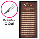 Professional Premade Fans for Lash Extensions – Handmade Russian Volume Lash Fan Tray – Natural Look, Cruelty-Free Mink Lashes for False Eyelash Extension Kit by Fabu, Matte Black, 3D 0.07 C-curl 11mm Fabu