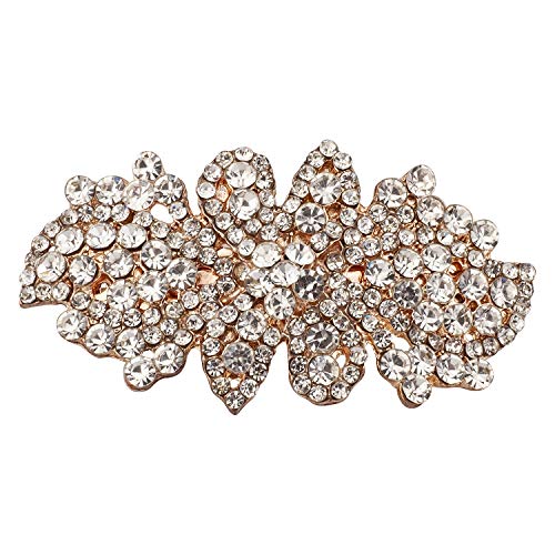 LUX ACCESSORIES Rose Gold Clear Crystal Rhinestones Hair Clip LUX ACCESSORIES