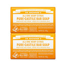 Dr. Bronner’s - Pure-Castile Bar Soap (Citrus, 5 ounce, 2-Pack) - Made with Organic Oils, For Face, Body and Hair, Gentle and Moisturizing, Biodegradable, Vegan, Cruelty-free, Non-GMO Dr. Bronner's
