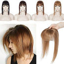 S-noilite Clip In Mono Topper with Bangs 100% Real Human Hair Crown Toppers with Wispy Bangs 10 Inch 32g Light Brown Top Hairpiece For Women with Thinning Hair/Gray Hair/Short Hair/Hair Loss
