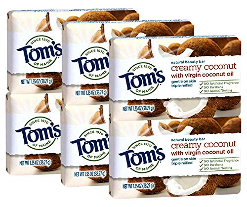 Tom's of Maine Natural Beauty Bar, Coconut, 1.35 Ounce Travel Size (Pack Of 6) Tom's of Maine