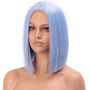 ENTRANCED STYLES Light Blue Wig Synthetic Straight Hair Bob Cut Wig Middle Part Shoulder Length Fashion Bob Wigs for Women Cosplay Wig ENTRANCED STYLES Store