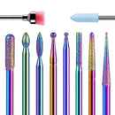MelodySusie 10pcs Nail Drill Bits Set, 3/32 Inch Diamond Cuticle Nail Bits Kit for Nail Drill E-File, Manicure Pedicure Remover Tools for Acrylic Gel Nails, Salon Home Nail Care Supplies, Rainbow MelodySusie