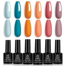 Beetles Gel Nail Polish Set, Hotel California Collection Light Blue Orange Dusty Pink Color Perfect for Autumn and Winter Nail Art Manicure Kit Soak Off LED Gel, 7.3ml Each Bottle beetles Gel Polish