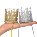 Qishare Baby Photo Prop Crown Elastic Headbands, 2Pcs Princess Tiara Crown Birthday Hat for Baby Boy Girl, Party Hat for Women (Gold+Silver) Qishare