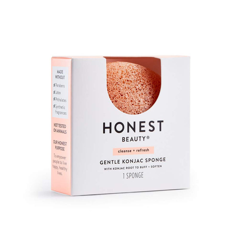 Honest Beauty Gentle Konjac Sponge with Pink Kaolin Clay |Soft Exfoliating Facial Sponge |Buff & Soften Skin | 1 count Honest Beauty