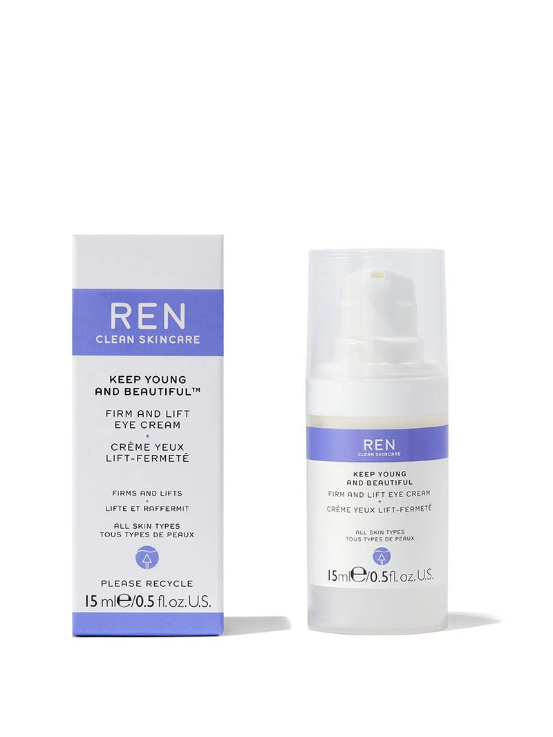 REN Clean Skincare - Keep Young And Beautiful Firm And Lift Eye Cream - Hydrating Anti-Wrinkle Eye Cream - Line Smoothing & Firming Cream for Eyes - Clean, Vegan Facial Products, 15 ml REN Clean Skincare
