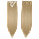 Clip In On Hair Extension 8pcs 18Clips 26" Straight Ash Blonde Mix Bleach Blonde Synthetic Heat Resistant Hairpieces Full Head Straight For Women Girls(26" Straight, Ash Blonde Mix Bleach Blonde) S-noilite