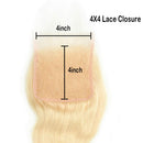 Aopusi 613 Honey Blonde Bundles with Closure 100% Brazilian Virgin Body Wave Human Hair 3 Bundles with 4×4 Lace Closure Remy Hair Weaves 150% Density Free Part Platinum Blonde Closure(14 16 18+12，613) Aopusi
