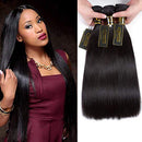 QTHAIR 12A Grade Brazilian Straight Human Hair(8" 10" 10",300g,Natural Black) 100% Unprocessed Brazilian Virgin Hair for Black Women QTHAIR
