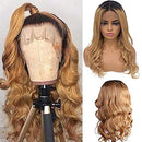 Ombre Blonde Lace Front Wigs Brazilian Brown Hair Honey Blonde 13x4 Lace Frontal Wig 20inch 2 Tones 1B/27
