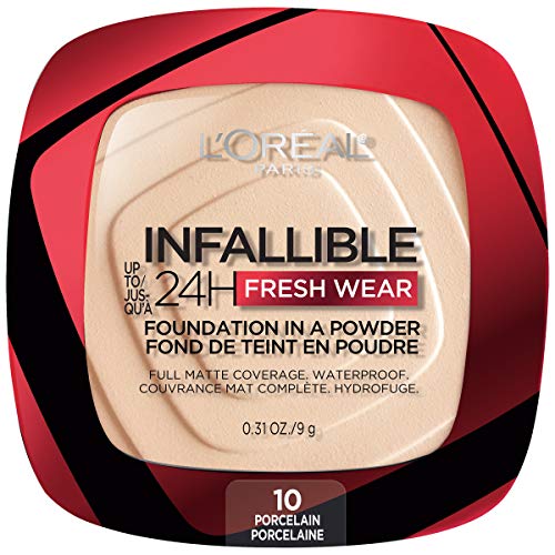 L'Oreal Paris Makeup Infallible Fresh Wear Foundation in a Powder, 010 Porcelain, 0.31 Fl Oz L'Oreal Paris