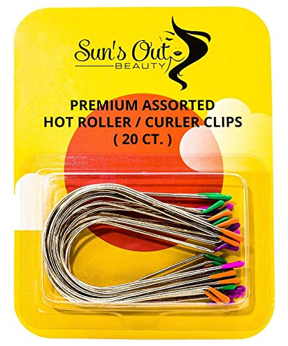 Sun's Out Beauty Premium Assorted Hot Roller Clips - Curler Clips - Larger Sizes Set (20 Count) - 4 Different Sizes - Fits Most Large to Jumbo Size Rollers - Curlers Sun's Out Beauty