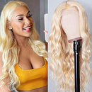 613 Blonde Lace Front Wig Human Hair Pre Plucked Bleached Knots 13x4 16" Brazilian Body Wave Lace Frontal Wig with Baby Hair 150% Density Light Blonde Human Hair Wigs for Black Women A8