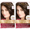L'Oreal Paris Excellence Creme Permanent Hair Color, 4 Dark Brown, 100 percent Gray Coverage Hair Dye, Pack of 2 L'Oreal Paris