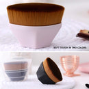 2 PCS Foundation Makeup Brush Flat Top Kabuki Hexagon Face Blush Liquid Powder Foundation Brush for Blending Liquid, Cosmetics with Bonus Protective Case(Black & Pink) Amtidy