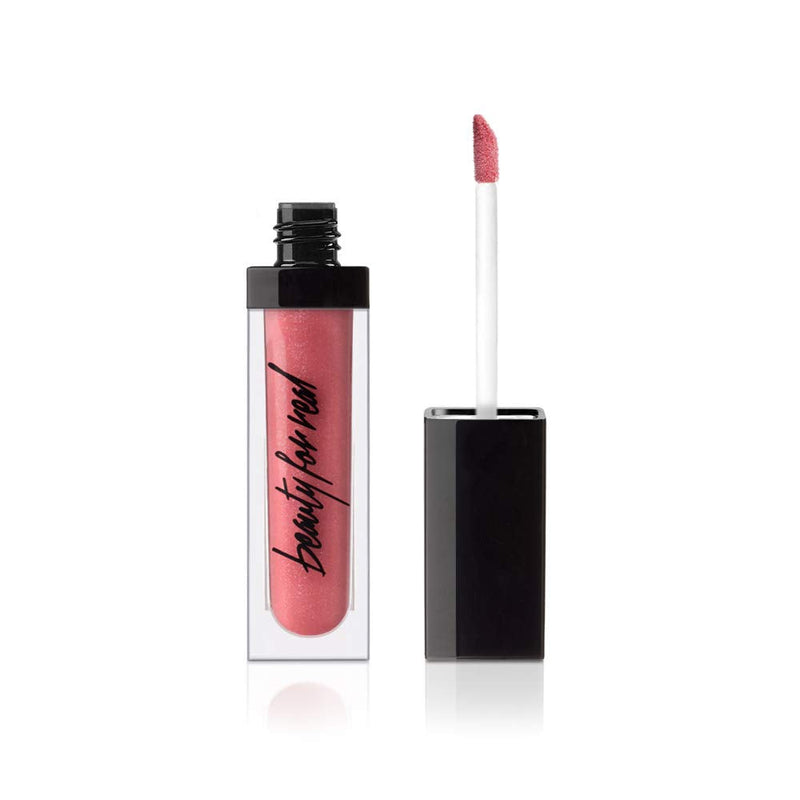 Beauty For Real Lip Gloss + Shine, Kiss Me - Honeysuckle Pink - Non-Sticky Plumping & Hydrating Gloss - Light & Mirror In Cap - Contains Marine Collagen - 0.15 fl oz Beauty For Real