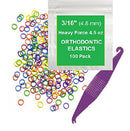 3/16 Inch Orthodontic Elastic Rubber Bands, 100 Pack, Neon, Heavy 4.5 Ounce Small Rubberbands Dreadlocks Hair Braids Fix Tooth Gap, Free Elastic Placer for Braces Prairie Horse Supply