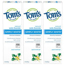 Tom's of Maine Natural Simply White Fluoride Toothpaste, Sweet Mint, 4.7 oz. 3-Pack (Packaging May Vary) Tom's of Maine