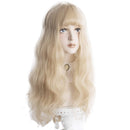 Long Wavy Wig Bangs - Natural Synthetic Hair Lolita Wig with Wig Cap For Women Cosplay and Daily Wear (Blonde) Alice Garden Wigs