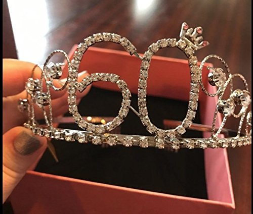 BABEYOND Crystal Birthday Tiara Crown Princess Birthday Crown Hair Accessories Happy 60th Birthday Crown Tiara for Women (60 Birth) BABEYOND