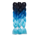Ombre 24 inch Jumbo Braid Hair Extensions Jumbo Box Braids Crochet Hair Long for Women Kids DIY High Temperature Synthetic Fiber 3 Tones Black+ Dark Blue+ Light Blue 5 Bundles Valentines Gift Party Benehair