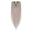 Double Weft 100% Clip in Remy Human Hair Extensions 10''-24'' Full Head Thick Thickened Long Soft Silky Straight 8pcs 18clips for Women Fashion 24" / 24 inch 170g Grey MY-LADY