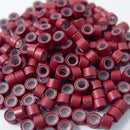 200 PCS 5mm Burgundy Red Color Silicone Lined Micro Rings Links Beads For I Bond Stick Tip Feather Hair Extensions mega made inc