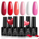 Beetles Valentine's Day Gel Nail Polish Set - 6 Colors Pink Rose Cherry Red Spring Summer Nail Gel Kit Baby Girlfriend Sweet Gift Box for Lady Gril Women Mom Mother Soak Off LED Nail Lamp Light beetles Gel Polish