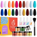 Beetles Dip Powder Nail Kit Starter, 20 Colors Black White Glitter Dipping Powder Set for DIY Salon Nail Art Manicure with Base Top Coat Activator Brush Saver Christmas Gift Decoration for Women beetles Gel Polish