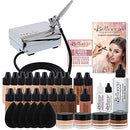 Complete Professional Belloccio Airbrush Cosmetic Makeup System with a MASTER SET of All 17 Foundation Color Shades in 1/4 oz Bottles - Blush, Bronzer, Highlighters Belloccio