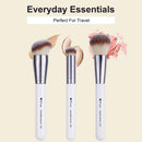 DUcare Makeup Kabuki Brushes 3Pcs Foundation Brush& Concealer Brush& Blusher Brush Face Blush Bronzer Travel Buffing Stippling Contour Liquid Blending Makeup brush set White DUcare Store