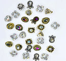DUPOINT 30 Pcs Mixed Nail Art Rhinestones Alloy Diamonds Crystals Beads Gems Pendants Multi Style for 3D Gems Retro Charms Set, Red,Yellow,Blue DUPOINT