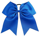 Kenz Laurenz Cheer Bows Blue Cheerleading Softball - Gifts for Girls and Women Team Bow with Ponytail Holder Complete Your Cheerleader Outfit Uniform Strong Hair Ties Bands Elastics (1) Kenz Laurenz