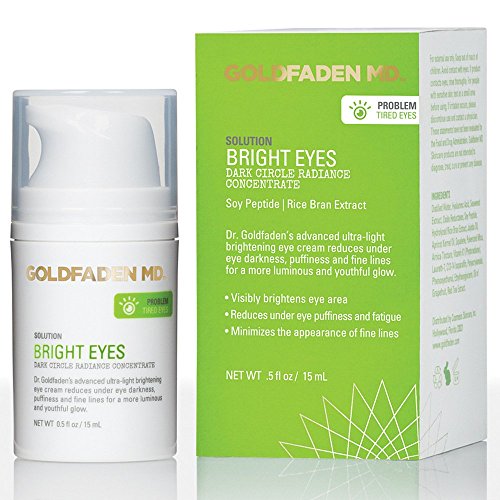 Bright Eyes Dark Circle Concentrate Brightening Eye Cream w/ Soy Peptide, Rice Bran Extract & Arnica | May Reduce Under Eye Darkness, Puffiness & Fine Lines for a More Youthful Glow 0.5 fl. oz. GOLDFADEN MD