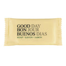 Soap Travel Size Bulk- Hand and Facial Soap - GOOD DAY - 0.5 OZ- 100 White Bars Per Case- Moisturizing - Individually Wrapped for Hotels, Rentals, Charity Donations, spa - Value Pack Good$ Day