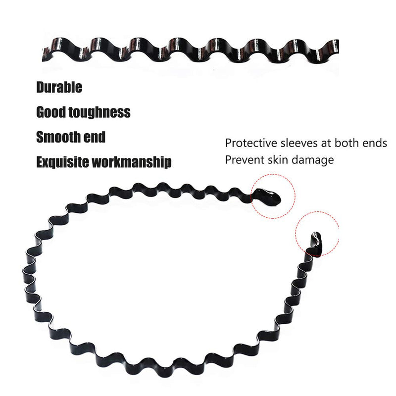 3PCS Metal Hairbands, Black Fashion Spring Headband for Men & Women,Unisex Elastic Sports Wide Hair Band Hoop Clips Accessories Etercycle