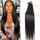 Human Hair Bundles Straight 3 Bundles 18 20 22 Inch Hair Weave Human Hair Straight Bundles100% Unprocessed Virgin Hair Straight Human Hair Bundles Natural Black for Women Seekomi