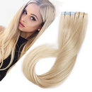 Benehair Rooted Tape in Hair Extensions Human Hair Platinum Blonde Skin Weft 18 inches Long Straight Remy Hair Double Sided Invisible Tape ins for Women 20pcs 50g （18"