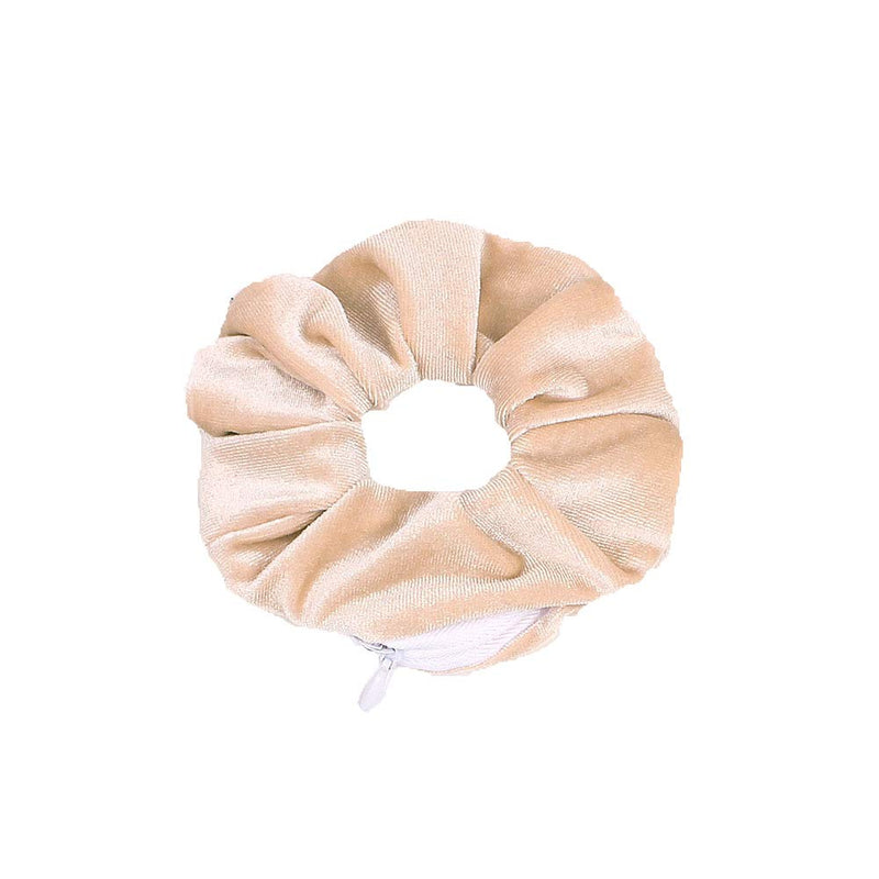 Scrunchie Stash Cream OG Hidden Pocket Soft Velvet Scrunchies VSCO Girl Hair Tie Secret Zipper - Women & Girls Gifts Storage Accessories Money, Keys, Makeup Holder Nonbranded