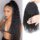 Feelgrace Kinky Curly Ponytail Hair Extensions Ponytail Curly Hair Virgin Brazilian Hair Extension (16 Inch, Kinky Curly) Feelgrace