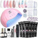 Modelones Poly Nail Gel Kit - 6 Colors with 48W Nail Lamp Slip Solution Rhinestone Glitter All In One Kit for Nail Manicure Beginner Starter Kit DIY at Home Beauty Gift modelones
