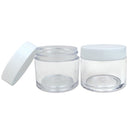 Beauticom 12 Piece 1 oz. USA Acrylic Round Clear Jars with Flat Top Lids for Creams, Lotions, Make Up, Cosmetics, Samples, Herbs, Ointments (12 Pieces Jars + Lids, WHITE) Beauticom