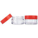 Beauticom 20 gram/20ml Empty Clear Small Round Travel Container Jar Pots with Lids for Make Up Powder, Eyeshadow Pigments, Lotion, Creams, Lip Balm, Lip Gloss, Samples (12 Pieces, Red) Beauticom