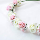 Aukmla Wedding Bridal Flower Crown Floral Headpiece Flower Girl Headband Garland Halo for Women and Girls (White) Aukmla