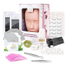 LANKIZ Eyelash Extension Kit with Mannequin Head Practice Exercise Set Training Lash Extension Supplies for Beginners Include Individual Lashes Glue Tweezers and Training Lashes LK LANKIZ