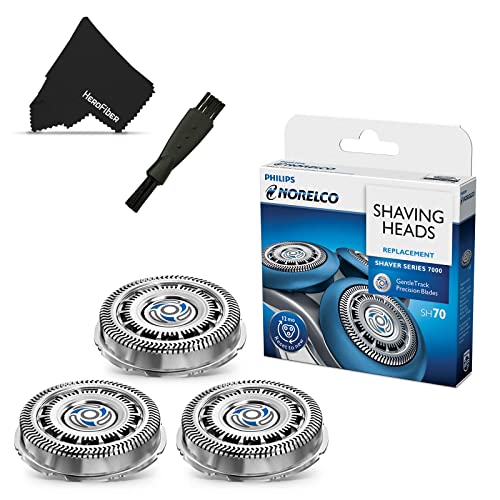 Phillips Norelco SH70/52 Replacement Head for Series 7000 Electric Shavers + Double Ended Shaver Brush + HeroFiber® Ultra Gentle Cleaning Cloth HeroFiber