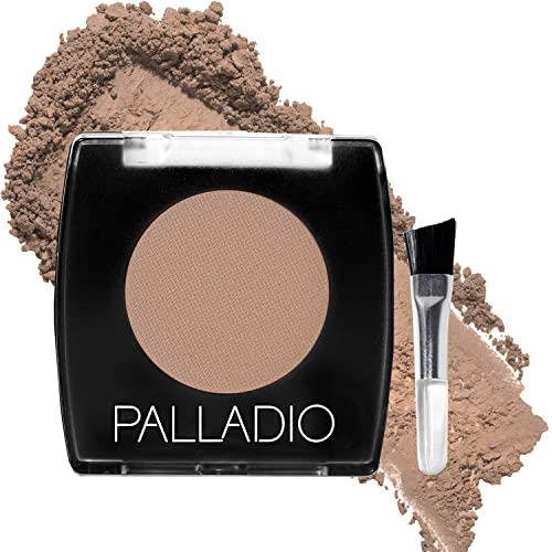 Palladio Brow Powder for Eyebrows, Soft and Natural Eyebrow Powder with Jojoba Oil & Shea Butter, Helps Enhance & Define Brows, Compact Size for Purse or Travel, Includes Applicator Brush, Taupe Palladio